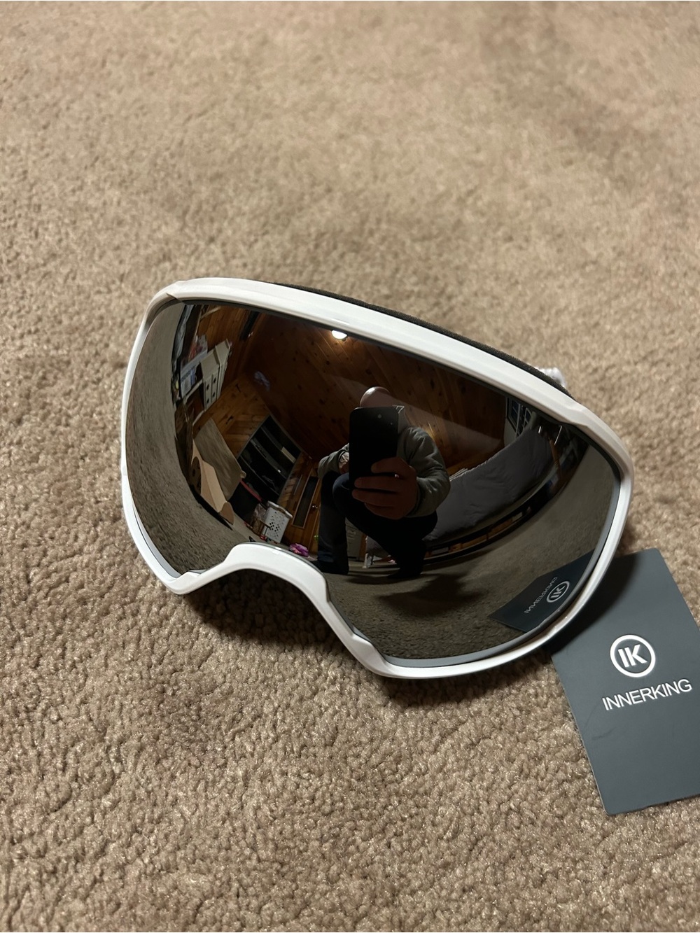 Innerking White Ski Snowboard Goggles with Mirrored Lens